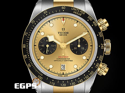 TUDOR 帝舵 BLACK BAY CHRONO S&amp;G 半金 計時碼錶 M79363N-0007 鍊帶款 79363  金色熊貓面盤，MT5813自製機芯，2024年新式保卡 自動上鍊 41mm