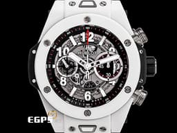 HUBLOT 宇舶 Big Bang Unico 45 White Ceramic 大爆炸 411.HX.1170.RX <font color="#f7f7f7">白陶瓷&nbsp;&nbsp;鏤空面盤</font> 三日鍊 飛返 計時碼錶&nbsp;<font color="#ff0000">2019年台灣公司貨</font>&nbsp;自動上鍊 45mm