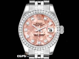 ROLEX 勞力士 DATEJUST 179384 <font color=#FF0000> 2021年 新式綠卡</font> <font color=#ffff00>原廠鑽框 鑽石時標 絕版特殊塘金紀念面盤 絕版稀有錶款</font> 自動上鍊 26mm