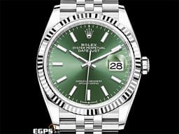 ROLEX 勞力士 DateJust 36 蠔式日誌型 126234 <font color=#00fa9a>最新薄荷綠太陽紋面盤</font> 不鏽鋼 DJ36 經典三角坑紋錶圈 <font color=#FF0000>2023年保卡 紀念型（Jubilee）五銖錶帶</font> 自動上鍊 36mm
