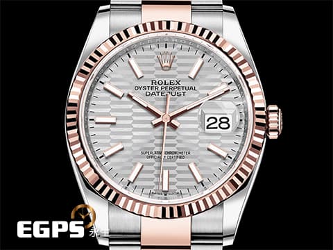 ROLEX 勞力士 蠔式 Datejust 126231 蠔式日誌型 永恒玫瑰金 半金 絕版 銀色雷射坑紋面盤 2024年保卡  自動上鍊 36mm