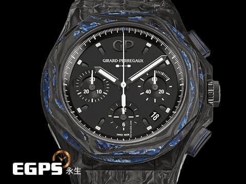 Girard Perregaux 芝柏 GP Laureato Absolute Wired 計時碼錶 桂冠系列 81060-36-691 黑色玻璃碳錶殼、藍色玻璃碳錶圈 全球限量88只  台灣公司貨 自動上鍊 44mm