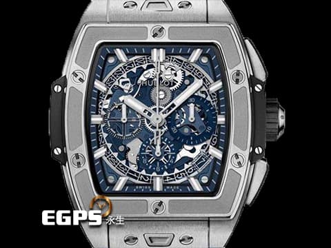 Hublot 宇舶 Spirit of Big Bang Titanium Blue 大爆炸 靈魂系列 642.NX.7170.RX 藍色鏤空面盤 鈦金屬 計時碼表 2024年電子保單 自動上鍊 42mm