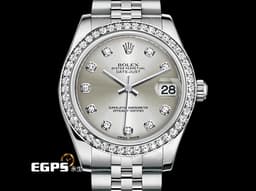 ROLEX 勞力士 Datejust 178384-63160 不鏽鋼材質&nbsp;<font color="#05f0f0">原廠鑲鑽錶圈 原廠鑽石時標 銀灰色面盤</font> 自動上鍊 亂碼字頭 31mm
