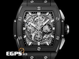 Hublot 宇舶 Spirit Of Big Bang Black Magic 42 大爆炸 靈魂系列 642.CI.0170.RX <font color=#4F4F4F>黑色魔力 黑陶瓷</font> 鈦金屬 計時碼表 酒桶型 鏤空面盤 <font color=#ff0000>2024年電子保單</font> 自動上鍊 42mm