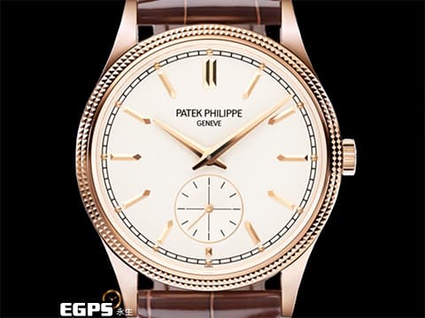 Patek Philippe 百達翡麗 PP錶 Calatrava系列 6119R-001 18K玫瑰金材質 銀白色粒紋面盤 小秒針  經典巴黎釘紋錶圈 6119  2024年保單 39mm錶徑 西裝紳士首選錶款 手上鍊 39mm