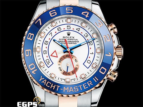 ROLEX 勞力士 Yacht-Master II 116681 遊艇名仕型 大遊艇 帆船 倒數計時 藍色不鏽鋼指針 2015年保卡 錶友蒐藏用未使用品 保有原廠膠膜  半金款 玫瑰金 自動上鍊 44mm