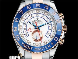 ROLEX 勞力士 Yacht-Master II 116681 遊艇名仕型 大遊艇 帆船 倒數計時 <font color= #70cce1>藍色不鏽鋼指針</font> <font color=#FF0000>2015年保卡 錶友蒐藏用未使用品 保有原廠膠膜 </font> 半金款 玫瑰金 自動上鍊 44mm