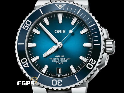 ORIS 豪利時 Aquis Date Calibre 400 時間之海 7763&nbsp;藍水鬼 藍色面盤 陶瓷外圈&nbsp;0140077634135 不鏽鋼 五日鍊 自製機芯&nbsp;2024年台灣公司貨&nbsp;潛水錶 自動上鍊 43.5mm