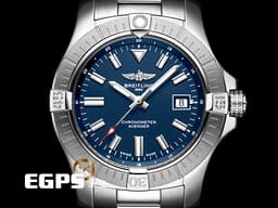 BREITLING 百年靈 Avenger Automatic 43 復仇者系列 A17318 不鏽鋼材質 <font color="#0582f5">藍色面盤</font> <font color="#FF0000">2025年保單</font> 自動上鍊 43mm