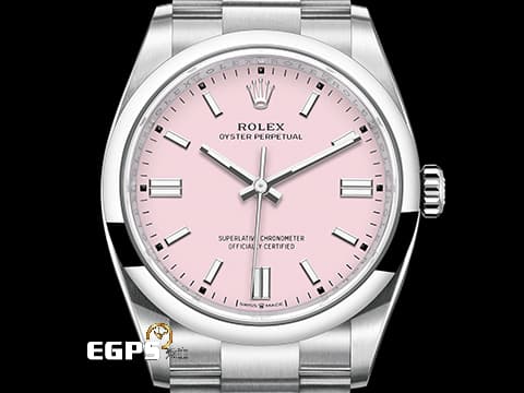 ROLEX 勞力士 Oyster Perpetual 36 經典 蠔式恆動型 126000 糖果粉 粉紅色面盤  OP36 不鏽鋼 大三針&nbsp;2024年新式綠卡 自動上鍊 36mm