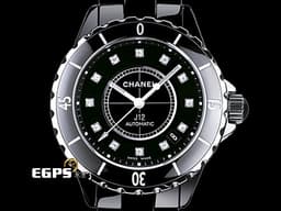 CHANEL 香奈兒 J12 Ceramic H1626 <font color=#e2e2e2>高科技黑色陶瓷材質 </font> <font color=#FF0000>原鑲鑽石時標</font> 自動上鍊 38mm