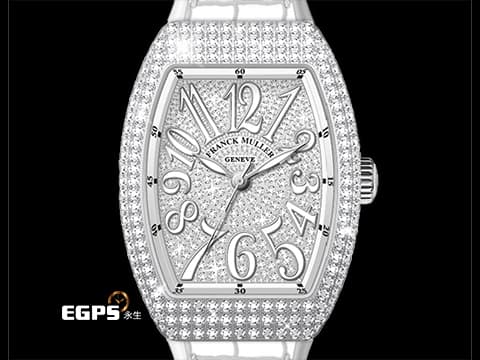 FRANCK MULLER 法蘭穆勒 Vanguard系列 V32 QZ 酒桶型 不鏽鋼材質 大三針 精鑲鑽石、滿天星面盤 自動上鍊 42x32mm