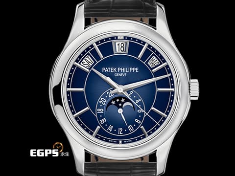 Patek philippe 百達翡麗 PP錶 Complications 複雜功能時計 Annual Calendar MoonPhases&nbsp;藍色漸變黑色日輝紋錶盤&nbsp;5205G-013 年曆錶 月相盈虧 日夜顯示 18K白金材質 2025年保單&nbsp;5205 G 自動上鍊 40mm