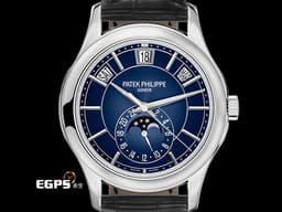 Patek philippe 百達翡麗 PP錶 Complications 複雜功能時計 Annual Calendar MoonPhases&nbsp;<font color="#4169e1">藍色漸變黑色日輝紋錶盤</font>&nbsp;5205G-013 年曆錶 月相盈虧 日夜顯示 18K白金材質 <font color="#FF0000">2025年保單</font>&nbsp;5205 G 自動上鍊 40mm