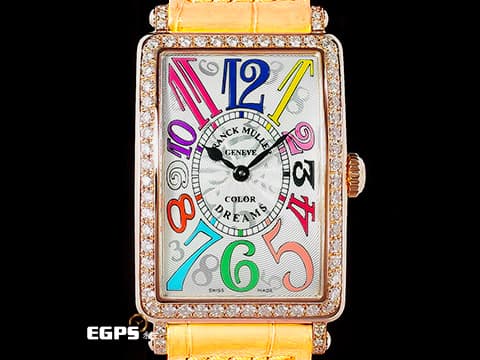 Franck Muller 法蘭穆勒 Color Dreams 952 QZ COL 18K玫瑰金材質 銀白色放射狀雕紋面盤 原廠鑲嵌鑽石錶圈&nbsp;彩色藝術數字時標 石英機芯&nbsp;26x44mm