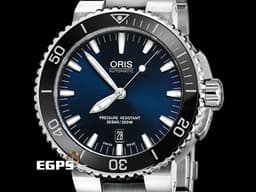 ORIS 豪利時 Aquis Date Calibre 400 時間之海 01 733 7653 4135-07 8 26 01PEB 不鏽鋼材質&nbsp;<font color="#0582f5">藍色太陽紋放射面盤 單向陶瓷錶圈</font>&nbsp;<font color="#ff0000">台灣公司貨</font> 潛水錶 自動上鍊 43mm