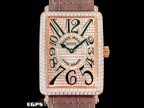 Franck Muller 法蘭穆勒 FM錶 Long Island 1000SC 18K玫瑰金材質&nbsp;精鑲鑽框耀眼奪目、精鑲鑽滿天星面盤 自動上鍊 43x31mm