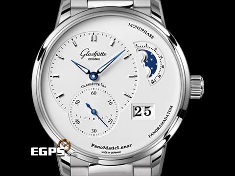GLASHUTTE ORIGINAL 格拉蘇蒂 Pano MaticLunar 1-90-02-42-32-71 不鏽鋼材質 偏心月相 德式經典大日期窗  2022保單 商務菁英 低調穩重的選擇  透明錶背 自動上鍊 40mm