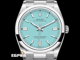 ROLEX 勞力士 OYSTER PERPETUAL DATE 41 蠔式恆動型 124300 <font color=#40e0d0> 全新完美的絕版品~超夯超缺貨的綠松石藍色面盤 <font color=#ff0000>2023年新式保卡 TIFFANY藍色面盤</font></font> 自動上鍊 41mm