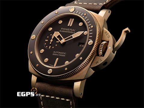 PANERAI 沛納海 Submersible Bronzo PAM968 PAM00968 青銅材質 棕色陶瓷逆時針旋轉錶圈  2019保卡  自動上鍊 47mm