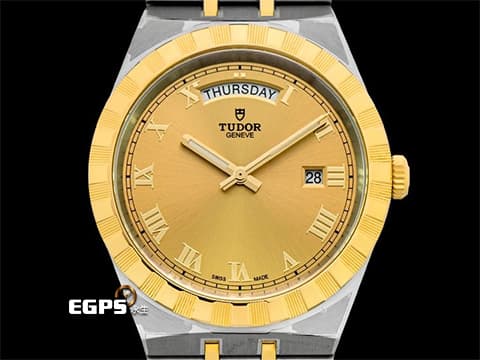 TUDOR 帝舵 Royal 28603-0004 皇家系列 星期日曆型 半金 香檳金色面盤 2026年保卡 半金腕錶超值首選款 自動上鍊 41mm
