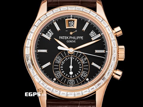 Patek Philippe 百達翡麗 PP錶 Complications Annual Calendar 複雜功能時計 5961R 飛返 計時碼表 年曆錶 5961R-010 原廠頂級T鑽外框、T鑽時標、T鑽摺疊扣 2022年保單 玫瑰金 歡迎各路錶友以 PP、AP、RM、勞力士 來店交換，本店將以最高價評估～ 自動上鍊 40.5mm