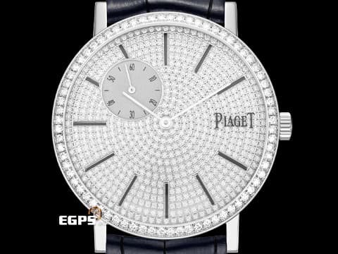 PIAGET 伯爵 Altiplano 超薄 白K金材質 P10522  絕美精鑲鑽石錶圈，精鑲滿天星面盤，超薄腕錶，18K白金材質 手動上鍊 40mm