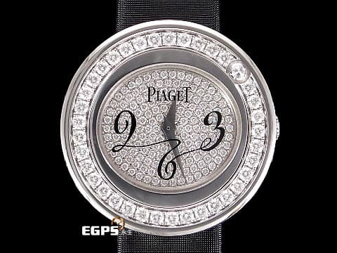 PIAGET 伯爵 Possession系列 P10402 滿天星 黑色絹帶 精鑲滿天星鑽石面盤、精鑲可旋轉鑲鑽錶圈 石英機芯 29mm