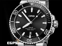 ORIS 豪利時 Aquis Date 時間之海 0173377304134 黑色陶瓷錶圈 黑色面盤 黑水鬼 不鏽鋼 <font color=#FF0000>2023年保單</font> 潛水錶 自動上鍊 43.5mm