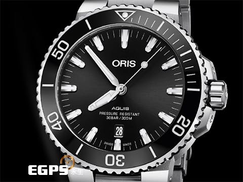 ORIS 豪利時 Aquis Date 時間之海 0173377304134 黑色陶瓷錶圈 黑色面盤 黑水鬼 不鏽鋼 2023年保單 潛水錶 自動上鍊 43.5mm