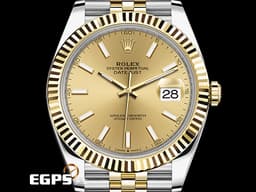 ROLEX 勞力士 Datejust 41 蠔式日誌型 126333 <font color="#f3e6a5">皇帝金面盤&nbsp;18K黃金 半金款</font> DJ41 經典三角坑紋錶圈 <font color="#FF0000">2017年台灣公司貨 紀念型（Jubilee）五銖錶帶</font> 自動上鍊 41mm