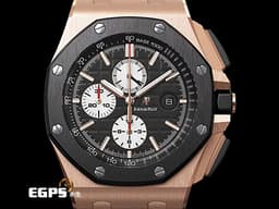 Audemars Piguet 愛彼 AP錶 Royal Oak Offshore 皇家橡樹 離岸型&nbsp;<font color="#eeae72">經典 玫瑰金 大金貓</font>&nbsp;26400RO.OO.A002CA.01 計時碼表 陶瓷外框 <font color="#ff0000">26400 RO 數量稀少重金版 整只重6.47兩</font>&nbsp;自動上鏈 44mm