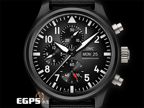 IWC 萬國 Pilot`s Chronograph 飛行員系列 IW389101 計時碼表 星期日期顯示「Top Gun」海軍空戰部隊 黑陶瓷錶殼 2024年保單 自動上鏈 44.5 mm