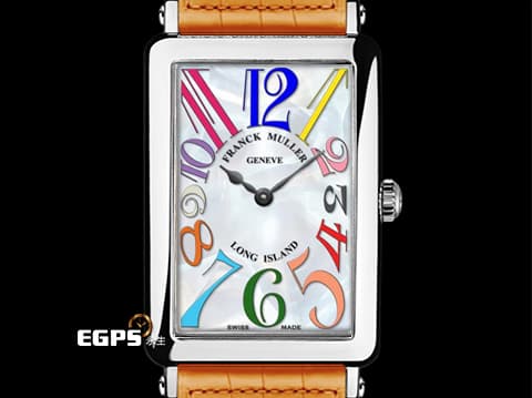 Franck Muller 法蘭穆勒 Color Dreams 952QZ COL 18K白金材質 白色貝母面盤 彩色藝術數字時標 原廠棕色鱷魚皮錶帶 石英機芯 26x44 mm