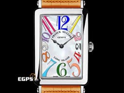 Franck Muller 法蘭穆勒 Color Dreams 952QZ COL <font color=#cad6f0>18K白金材質 白色貝母面盤</font> <font color=#FF0000>彩色藝術數字時標 原廠棕色鱷魚皮錶帶</font> 石英機芯 26x44 mm