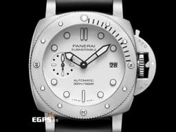 PANERAI 沛納海 Submersible QuarantaQuattro Bianco PAM1223 磨砂不鏽鋼材質 PAM01223 <font color="#05f0f0">白色面盤 潛水計時外圈</font> <font color="#FF0000">2025年保卡</font>&nbsp;潛水錶 自動上鍊 42mm