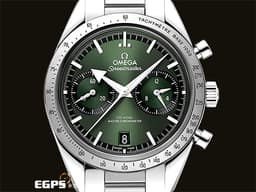 OMEGA 歐米茄 超霸57系列 CO‑AXIAL MASTER CHRONOMETER 33210415110001 綠色面盤 不鏽鋼材質 計時碼錶 <font color=#FF0000> 2022保單 同軸擒縱 大師天文台計時腕錶</font> 40.5mm