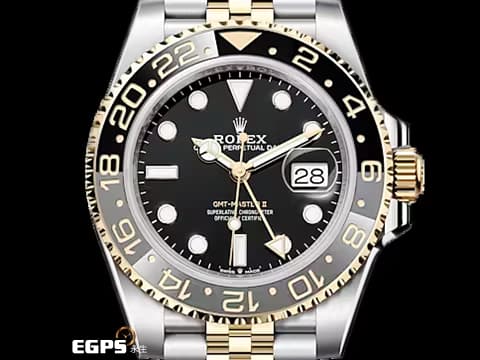 ROLEX 勞力士 GMT-Master II 格林威治型 126713GRNR 灰黑雙色陶瓷錶圈 皮蛋 126713 GRNR 18K黃金 半金款 兩地時間 陶瓷框 2024年保卡 紀念型（Jubilee）五銖錶帶 自動上鍊 40mm