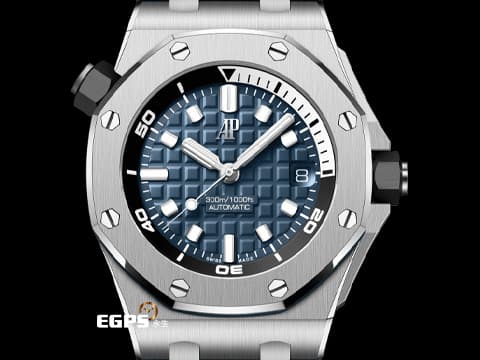 Audemars Piguet 愛彼 AP錶 Royal Oak Offshore Diver 皇家橡樹 離岸型 15720ST.OO.A027CA.01 潛水錶 ROO&nbsp;藍色超大型格紋面盤&nbsp;不鏽鋼 大三針&nbsp;新款4308機芯&nbsp;易換錶帶系統、附原廠黑色膠帶&nbsp;2021年保單 自動上鍊 42mm