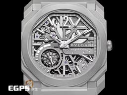 BVLGARI 寶格麗 Bulgari Octo Finissimo系列 Skeleton 8 Days 103610 <font color="#e2e2e2">超薄 鈦金屬 鏤空面盤</font> 經典八角形多稜角設計錶框 八日鍊 小秒針 <font color="#FF0000">2025年保單</font> 手上鏈 40mm