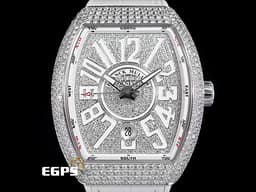 Franck Muller 法蘭穆勒 FM Vanguard YACHT V41 SC DT 不鏽鋼材質 <font color="#05f0f0">精鑲滿天星鑽石白色面盤 精鑲鑽石錶圈</font> 自動上鏈&nbsp;40.8X50mm