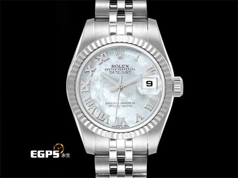 ROLEX 勞力士 Datejust 179174 DJ26 不鏽鋼材質&nbsp;珍珠貝母面盤 紀念型錶帶&nbsp;台灣公司貨 自動上鍊 26mm