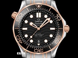 OMEGA 歐米茄 Seamaster 海馬 潛水300米系列 21020422001001 <font color="#FFFFFF">陶瓷波浪紋黑色面盤、玫瑰金黑色單向旋轉陶瓷錶圈 </font> 同軸擒縱 <font color="#FF0000">玫瑰金半金 鍊帶款 2022年保單 </font> 自動上鍊 42mm