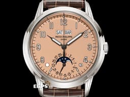 Patek philippe 百達翡麗 PP錶 Grand Complications 超級複雜功能時計 5320G-011 5320 18K白金材質&nbsp;<font color="#FFA488">瑩潤玫瑰金色漆面盤 鮭魚面</font>&nbsp;萬年曆 月相盈虧 <font color="#FF0000">2024年保單</font>&nbsp;自動上鍊 40mm