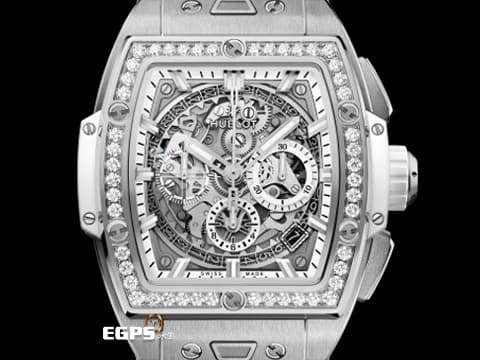 Hublot 宇舶 SPIRIT OF BIG BANG 大爆炸 642.NE.2010.RW.1204&nbsp;極致輕薄鈦金屬材質 白色鏤空面盤~ 原廠鑲嵌48顆鑽石錶圈&nbsp;2022年電子保單&nbsp;自動上鍊 42mm