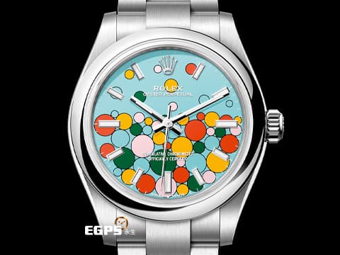 ROLEX 勞力士 Oyster 蠔式恆動 277200「Celebration」由綠、黃、珊瑚紅、糖果粉、綠松石藍色組成「慶典」面盤 OP31 不鏽鋼 2025年保卡 自動上鍊 31mm