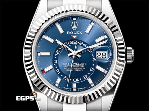 ROLEX 勞力士 Sky-Dweller 336934 天行者 藍色面盤 白K金材質外圈 年曆錶 最新款藍面天行者336934 Cal.9002機芯 蠔式（Oyster）錶帶 2024年單 新式保卡 自動上鍊  42mm