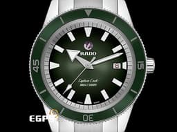 RADO 雷達 Captain Cook 庫克船長 R32105313 大三針 <font color=#009100>綠色陶瓷錶圈 綠色面盤 綠水鬼</font> 不鏽鋼 <font color=#FF0000> 2024年保單 </font> 潛水錶 自動上鍊 42mm