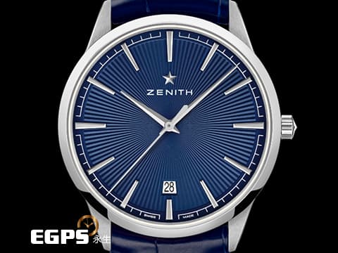 ZENITH 先力時 ELITE Classic系列 03.3100.670/02 藍色太陽紋面盤 大三針 不鏽鋼 2023年保單 台灣公司貨 自動上鍊 40.5mm